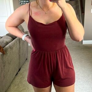 American Eagle Outfitters Maroon Spaghetti Strap Romper